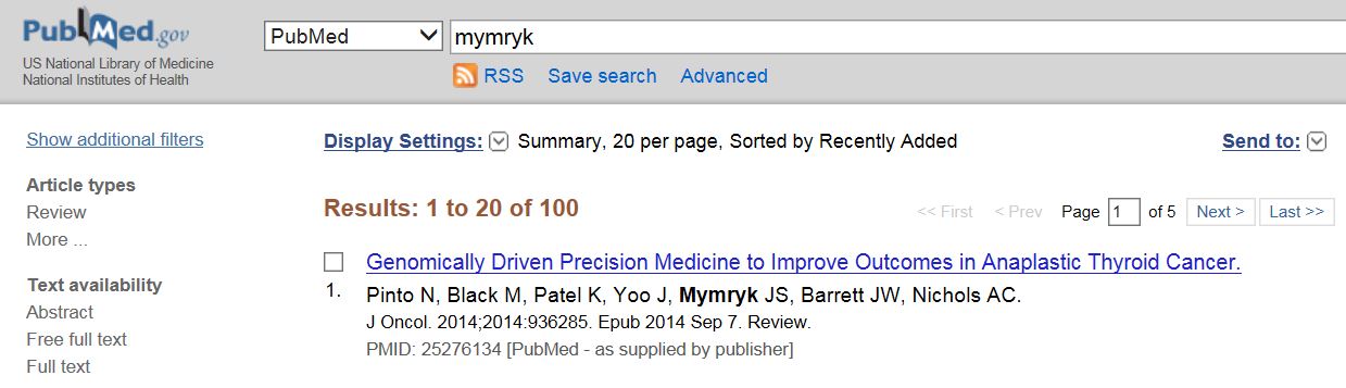 100th paper on Pubmed