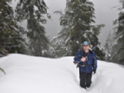 Mark in the snow, zip-lining at Grouse