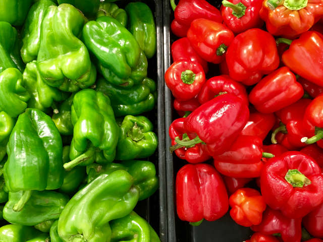 Red and green peppers