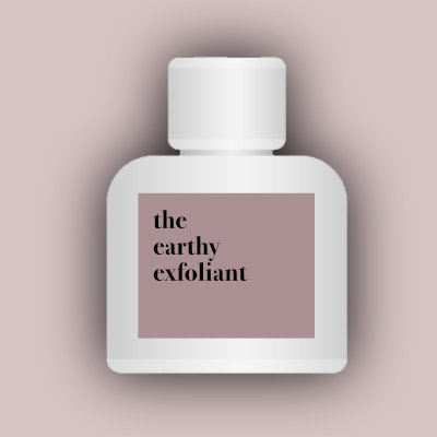 jw skin white exfoliant container on pink background with label reading the earthy exfoliant