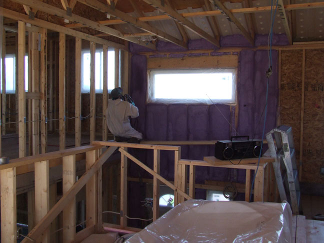 the sprayfoam going in on the walls