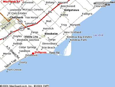 map of blenheim ontario and surrounding region