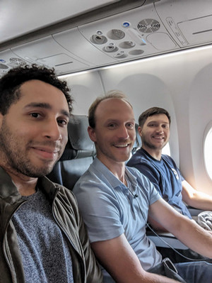 On the plane to their destination