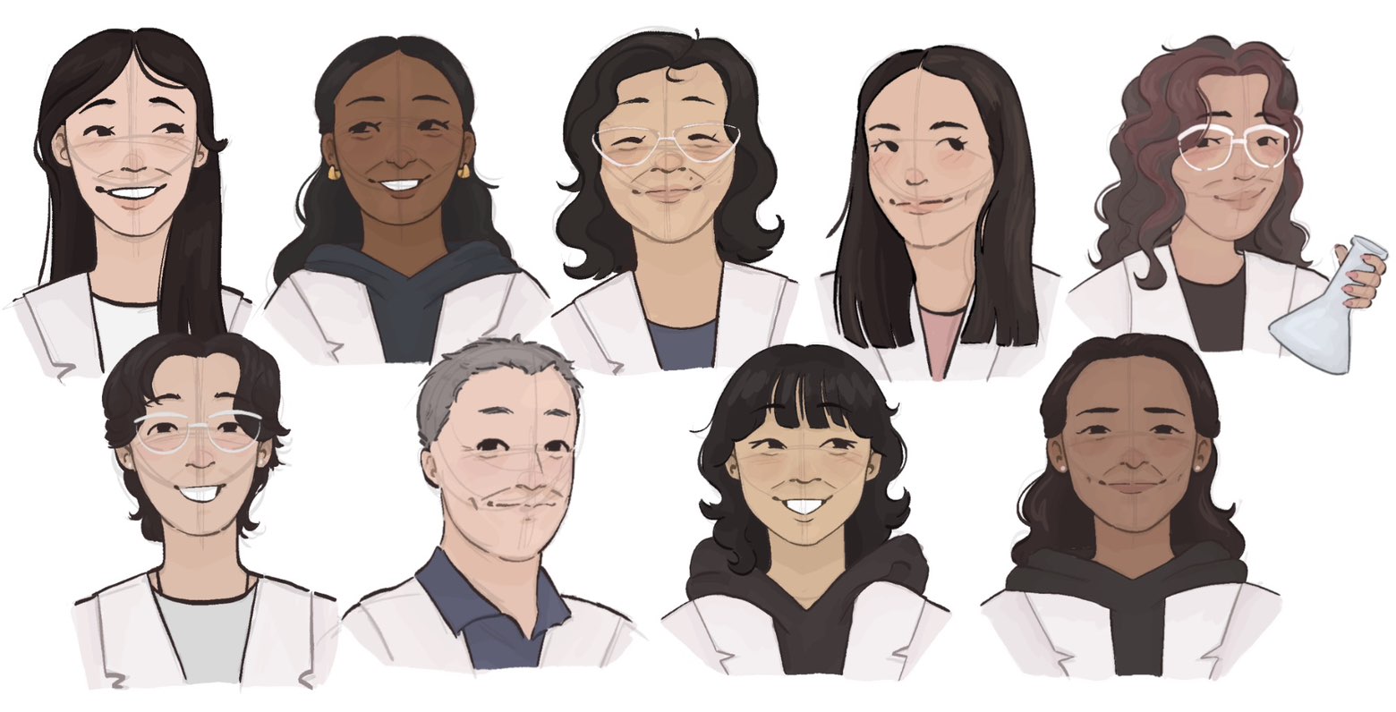 Photograph showing lab members