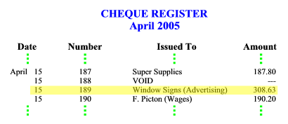 Cheque Register